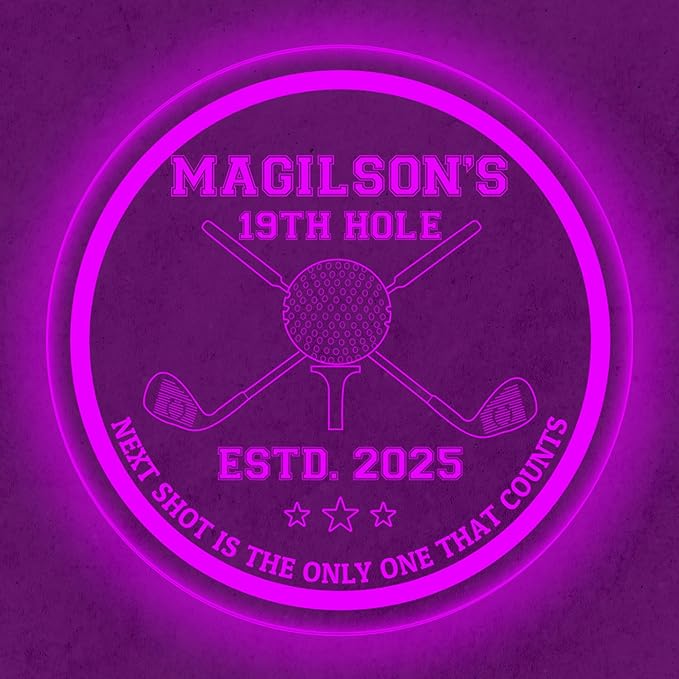 Custom Golf LED Bar Sign – Personalized Color Changing Acrylic Wall Decor for Home Bar, Man Cave, Game Room, or Patio (Golf Bar, 12 INCHES)