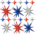 TONIFUL 18Pcs 22Inch Red Blue Silver Explosion Star Mylar Balloons and 10Inch by TONIFUL