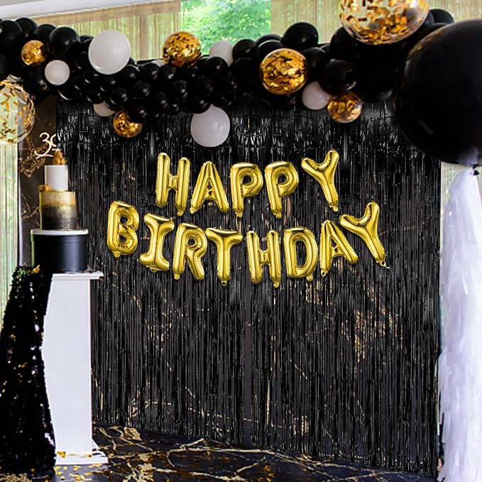 20 Pack Black Party Streamers Backdrop Tinsel Foil Fringe Curtains Halloween - Image 5