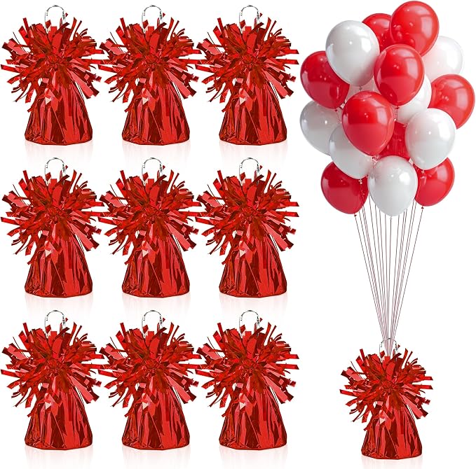 9 PCS Metallic Wrapped Balloons Weights Red Helium Balloon Weight Balloon by SPFYunion