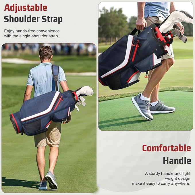 Cart Golf Bag 15 Way Organizer Divider Top Golf Club Bags Lightweight Golf Cart Bags for Men Women with Cooler, Rain Cover