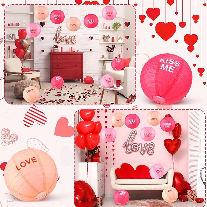 Panelee 12 Pcs Valentine's Day Party Decorations Paper Lanterns Conversation - Image 6