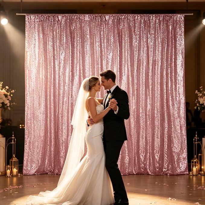 Hahuho Rose Gold Sequin Backdrop Curtain, Party Decoration（6 Panels, 2FT x 8FT - Image 3