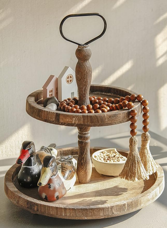 Meplait 39in Wood Bead Garland, Farmhouse Beads - Image 2