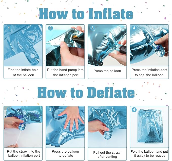 40 Inch Pastel Blue Number 0 Balloons, Giant Self Inflating Foil Number Balloon - Image 8