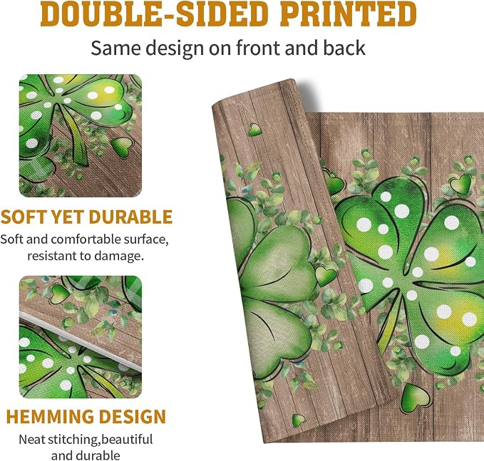 St Patricks Day Eucalyptus Leaves Placemats Set of 4, 12x18 Inch St Patrick - Image 5