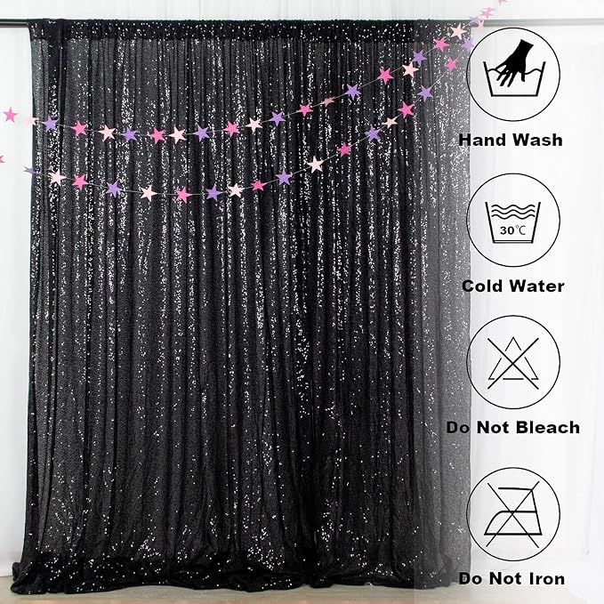 ShinyBeauty 4FTx8FT Black Sequin Backdrop, Sequin Photo Booth Backdrop - Image 8
