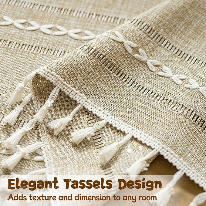 Sutuo Home Boho Door Curtains for Doorway, Bohemian Semi Blackout Curtains - Image 2