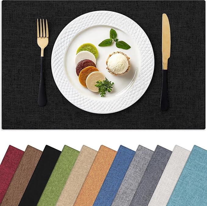 Homaxy Cloths Placemats for Dining Table Set of 4, Cotton Linen Blend Table Mats by Homaxy