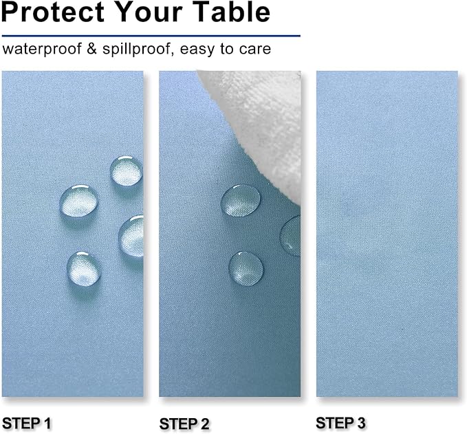 Hiasan Dusty Blue Tablecloth for Rectangle Tables - Waterproof and Spillproof Washable Fabric Table Cloth for Dining Room Kitchen Party, 60 x 102 Inch