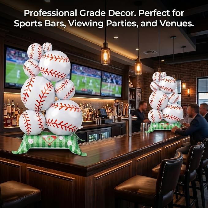 Giant 43-Inch Self-Standing Baseball Foil Balloons, Reusable 3D Mylar Column - Image 6