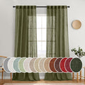 MIULEE Light Olive Green Linen Curtains 52x90 Inch Long 2 Panel by MIULEE