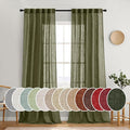 MIULEE Light Olive Green Linen Curtains 52x96 Inch Long 2 Panel by MIULEE