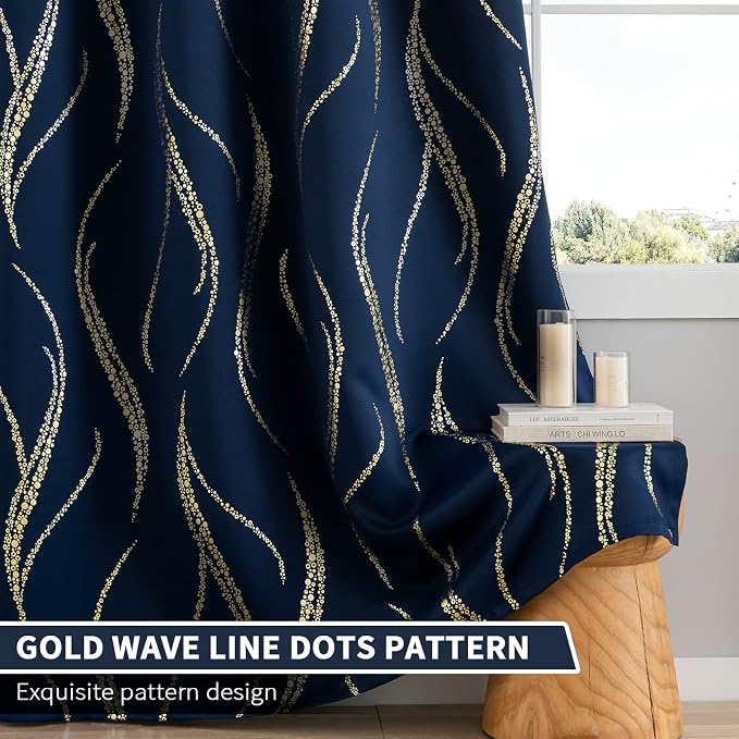 Yakamok Navy Blue Blackout Curtains - Image 6