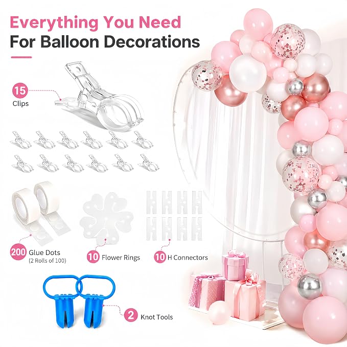 15 Pack Clear Balloon Arch Clips, 3.5-Inch Heavy Duty Backdrop Clips | Includes - Image 2