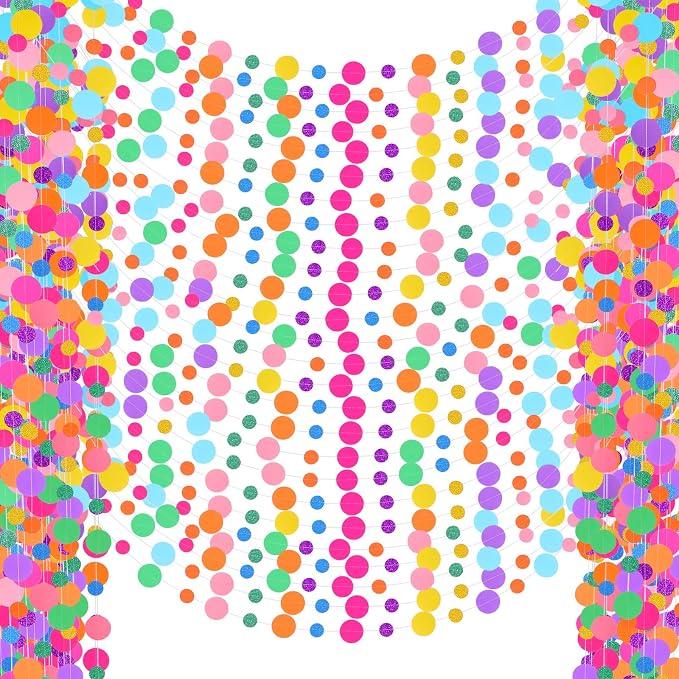 Outus 40 Pieces Colorful Circle Garland Banner Hanging Paper Dot Decorations by Outus