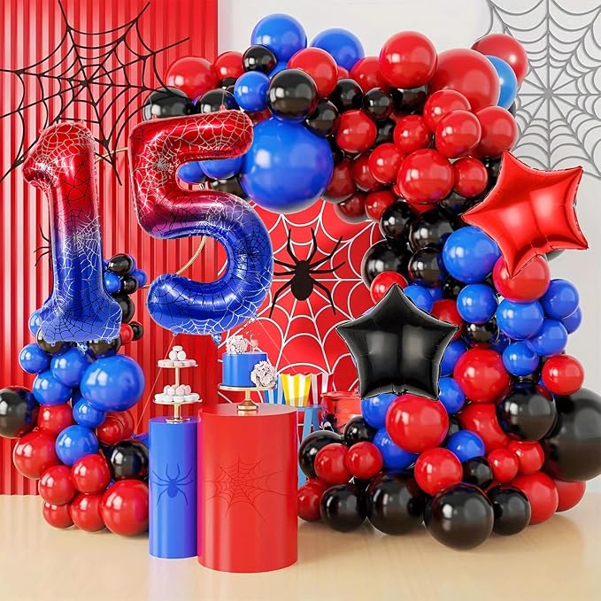 40 Inch Spider Theme Number Foil Balloons, Large Number 15 Balloons - Image 7