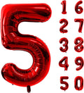 40 Inch Red Number 5 Balloon Large Red Foil Balloon Red 5 Balloons Mylar Helium by Yeodong
