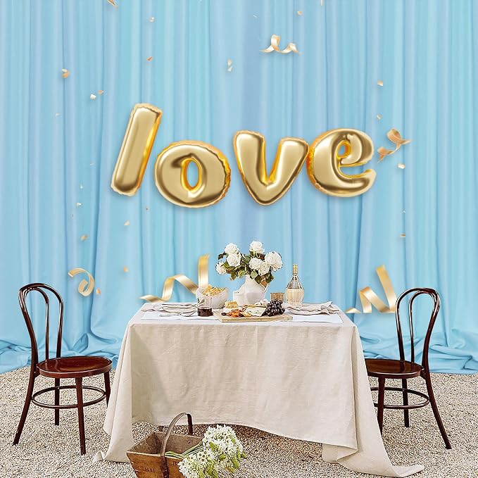 Baby Blue Backdrop Curtain for Baby Shower Parties Light Blue Photo Curtains - Image 6
