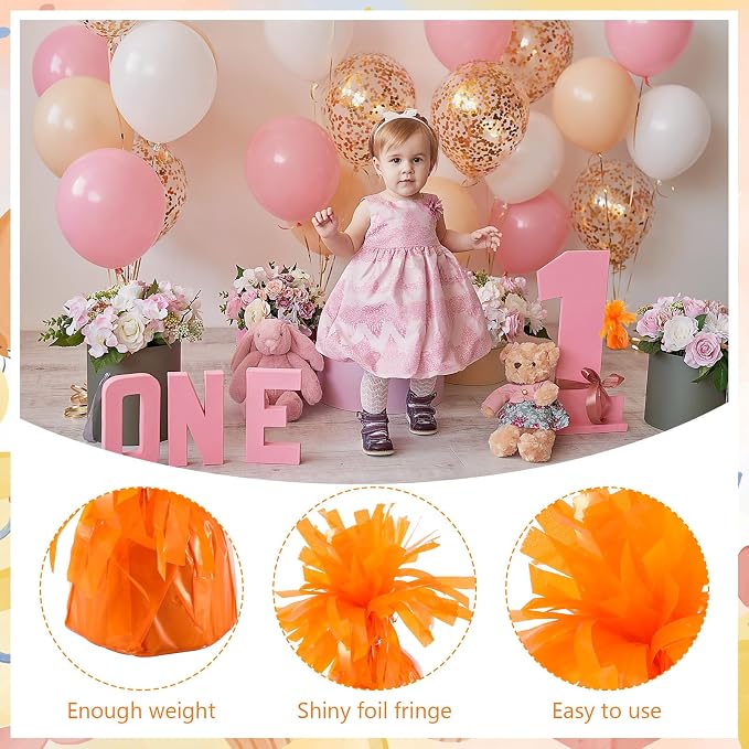 4 Pcs Orange Metallic Balloon Weights Holder Anchors Balloon Holder Weights - Image 3