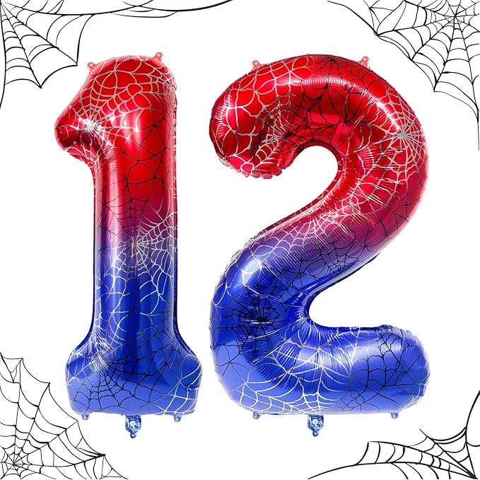 40 Inch Spider Theme Number Foil Balloons, Large Number 12 Balloons by TNCDJKPA