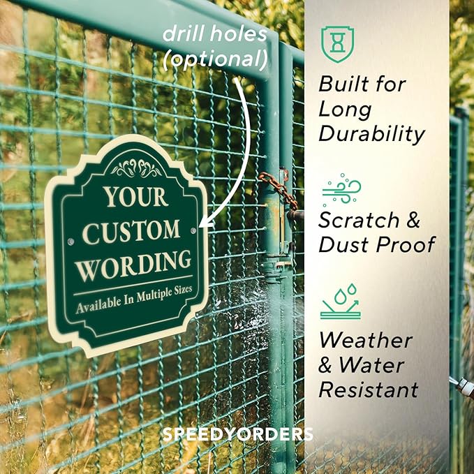 Custom Decorative Outdoor Metal Sign - Personalized Aluminum Driveway Sign, Waterproof, Made in USA - Design 2 Forest Green 12x12 In