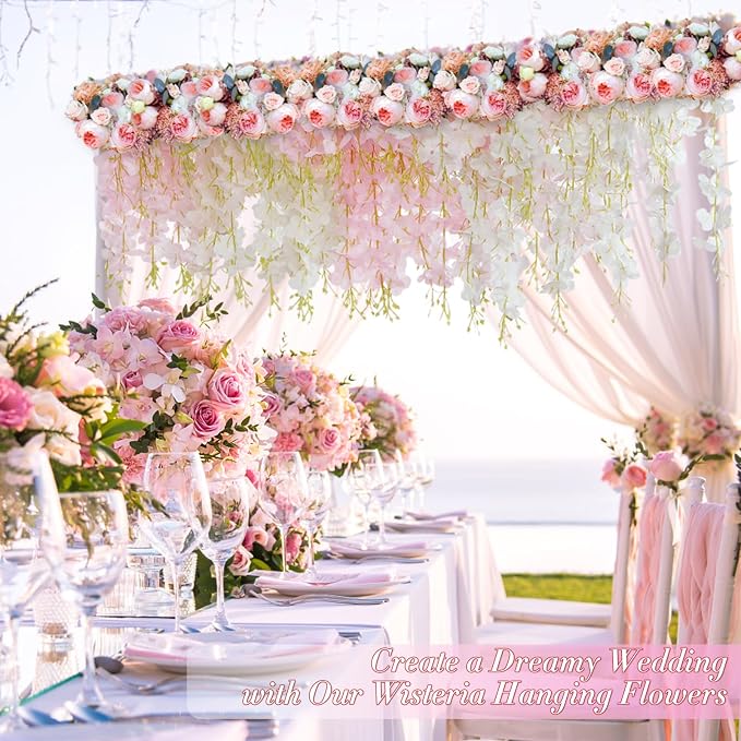 12 Pack Wisteria Hanging Flowers, 3.6 Feet/Pcs Fake Wisteria Flowers Garland - Image 6