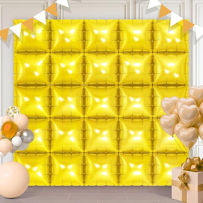 Gold Square Foil Balloons 25 Pcs Metallic Gold Balloons Wall Backdrop by Unknown