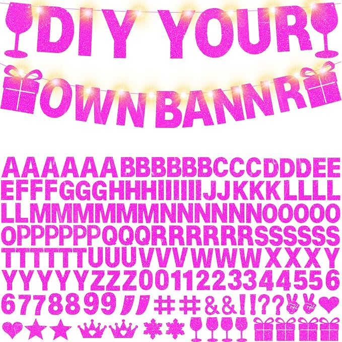 175Pcs DIY Glitter Customizable Banner Kit Custom Banner DIY Happy Birthday by WELITTCON