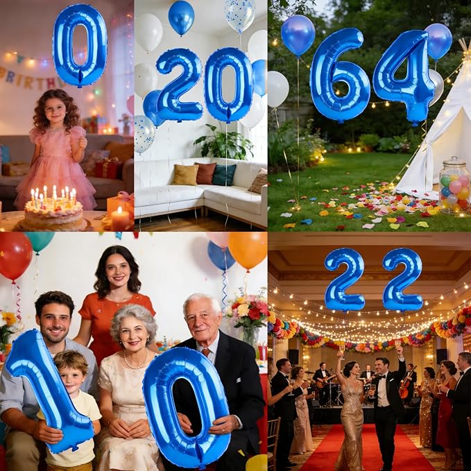 40 Inch Number 64 Balloons for 64th Birthday Party Decorations, 0-100 Dark Blue - Image 7