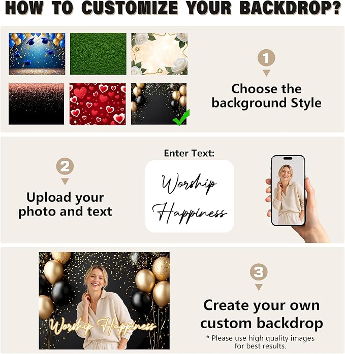 Custom Backdrop Personalized 5x5 Ft, Customized Photo Backdrop Banner - Image 2
