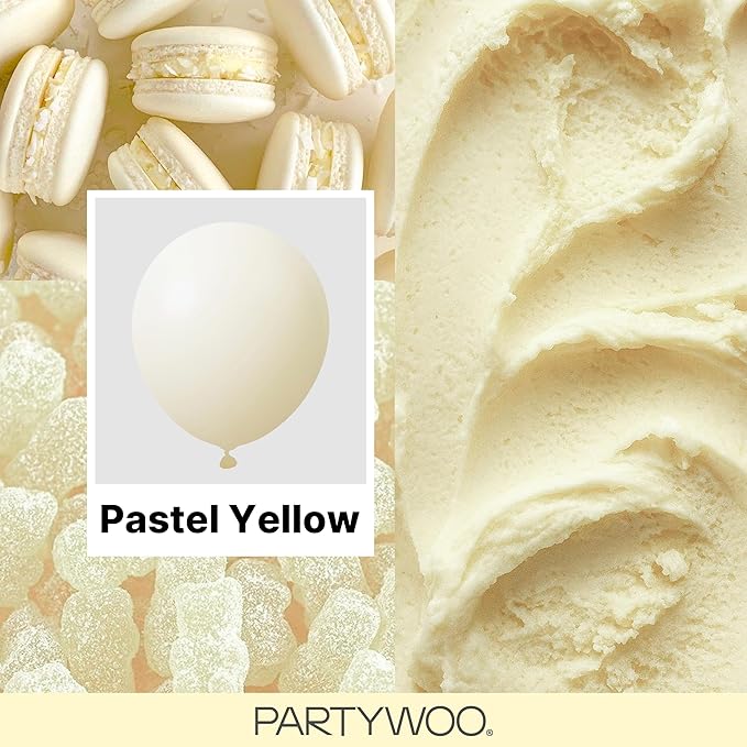 PartyWoo Pastel Yellow Balloons 152pcs Light Pale Yellow Color | 18 12 10 5 - Image 2