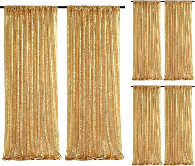 Gold Sequin Backdrop Curtains 2ftx8ft Glitter Party Backdrop 6 Pieces Sparkly by SoarDream