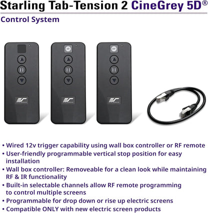 Elite Screens Starling Tab-Tension 2 CineGrey 5D, 120" 16:9, Ceiling and Ambient Light Rejecting Electric Projector Screen Programmed Remote Kit, CineGrey 5D Projection Material, STT120U2HD5-E12
