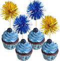 Gyufise 30Pcs Foil Firework Cupcake Toppers Sparkle Tinsel Cake Toppers Tinsel by Gyufise