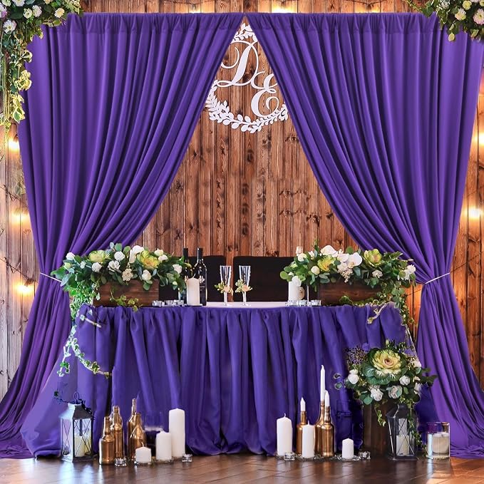 10x8 ft Wrinkle Free Purple Backdrop Curtains - Image 6
