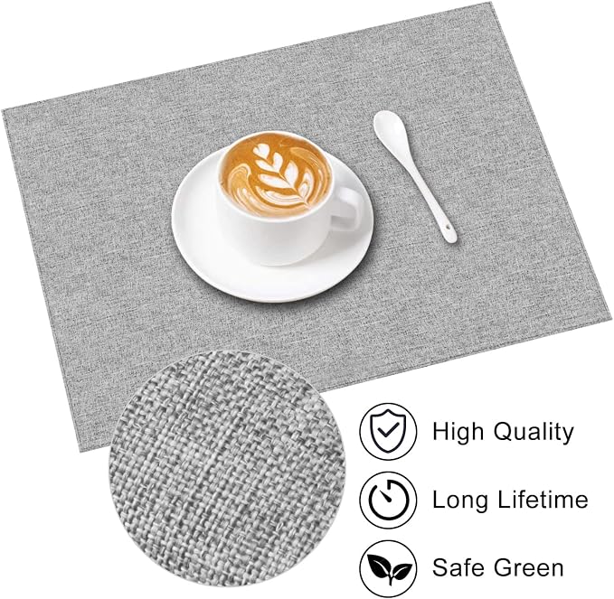 Cloth Placemats Set of 6, Cotton Linen Blend Machine Washable Durable Linen - Image 6