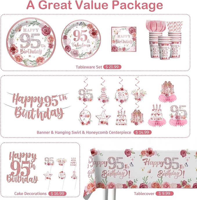 200pcs 95th Birthday Decorations - Image 4