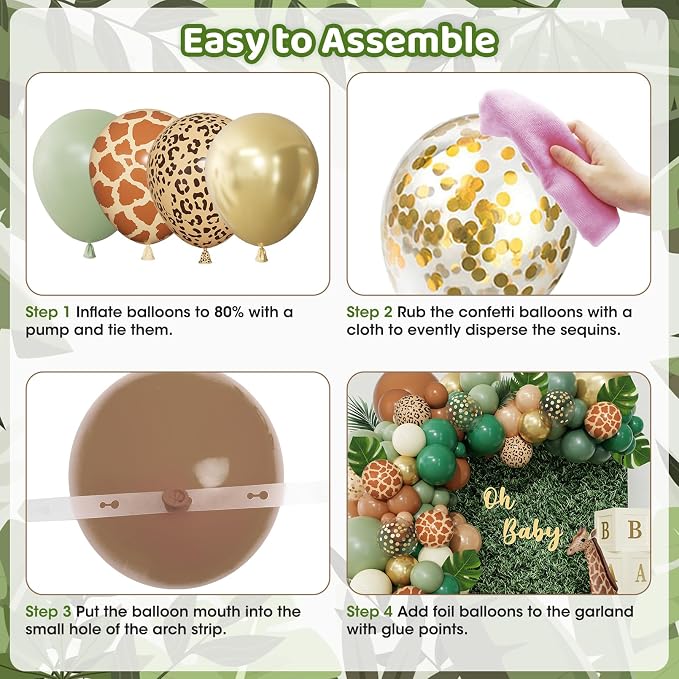 170Pcs Jungle Safari Balloons Arch Garland Kit - Image 4