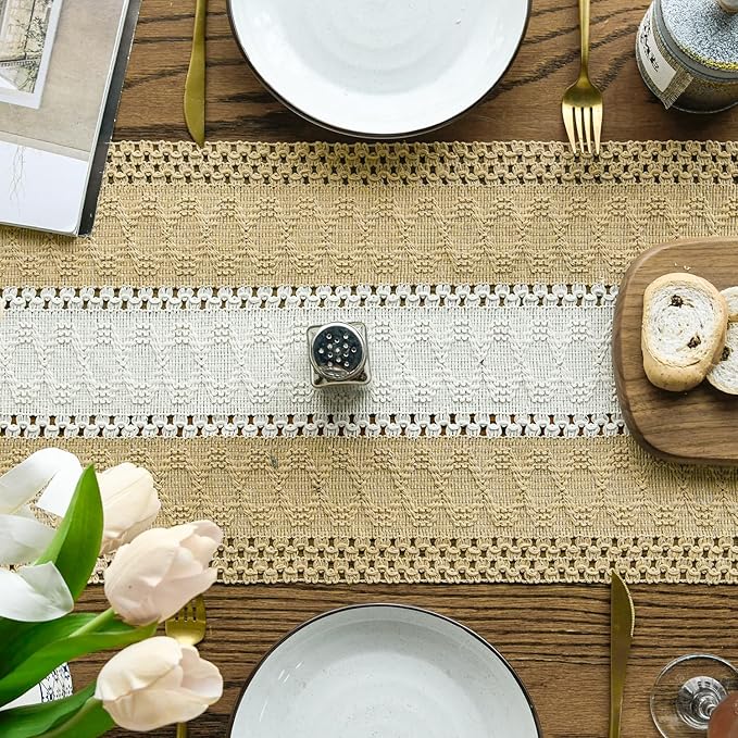 Artoid Mode Burlap Brown Farmhouse Woven Table Runner 12x90 Inch | Seasonal - Image 3