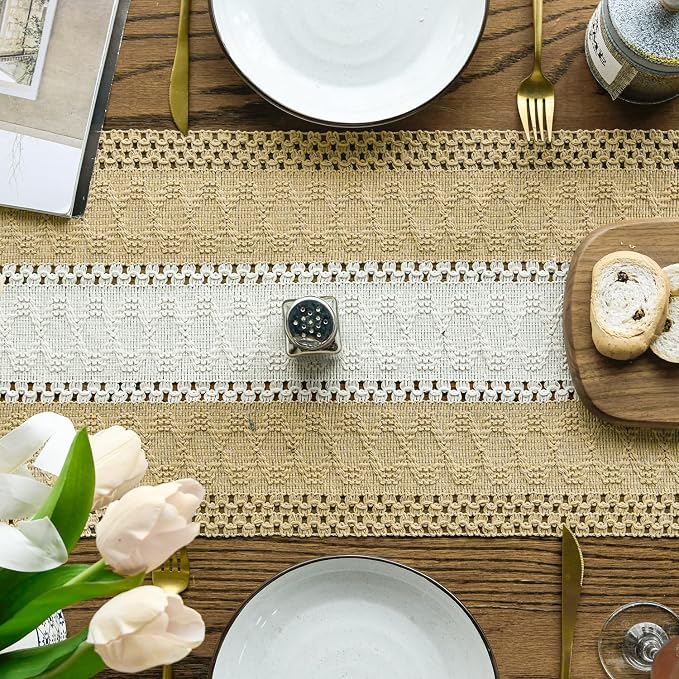 Artoid Mode Burlap Brown Farmhouse Woven Table Runner 12x72 Inch | Seasonal - Image 3