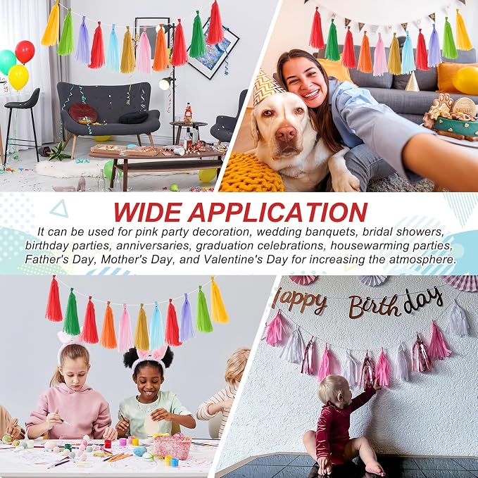 MECCANIXITY 20Pcs Tassel Garland Banner Tissue Paper - Image 6