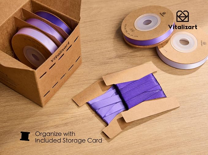Vitalizart Purple Ribbons for Crafts 3/8" x 50Yds Double-Faced Satin Ribbon | - Image 5