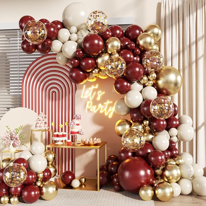 Burgundy Balloon Arch Garland Kit by LANGASQUE
