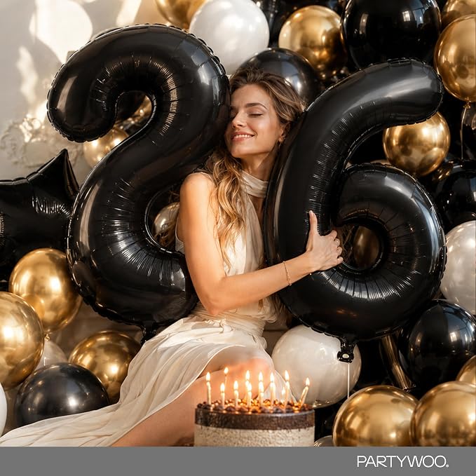 PartyWoo Number Balloons 40 Inch Black Number 6 Kit 25pcs - Image 8