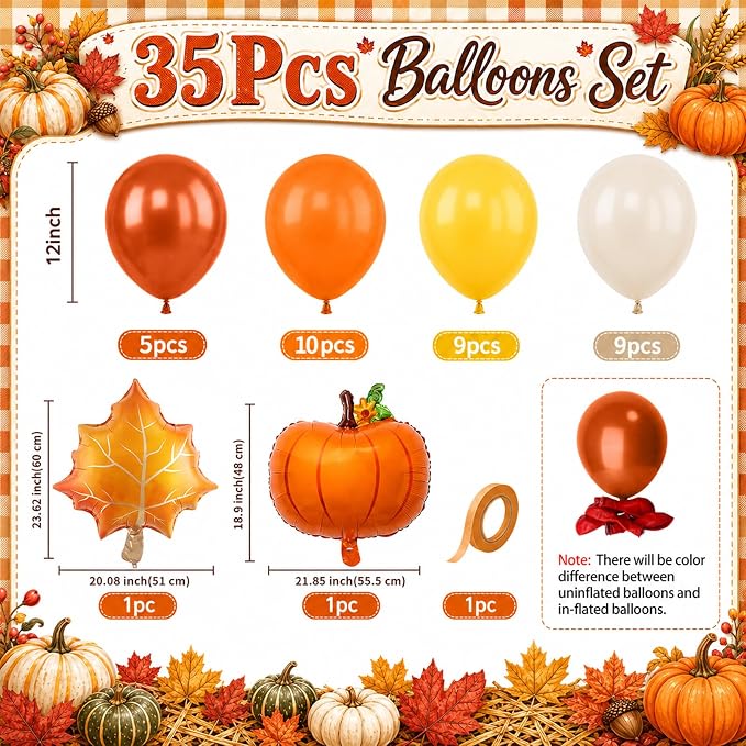 Fall Balloons 12Inch Burnt Orange Mustard Yellow Beige Thanksgiving Balloon | - Image 2