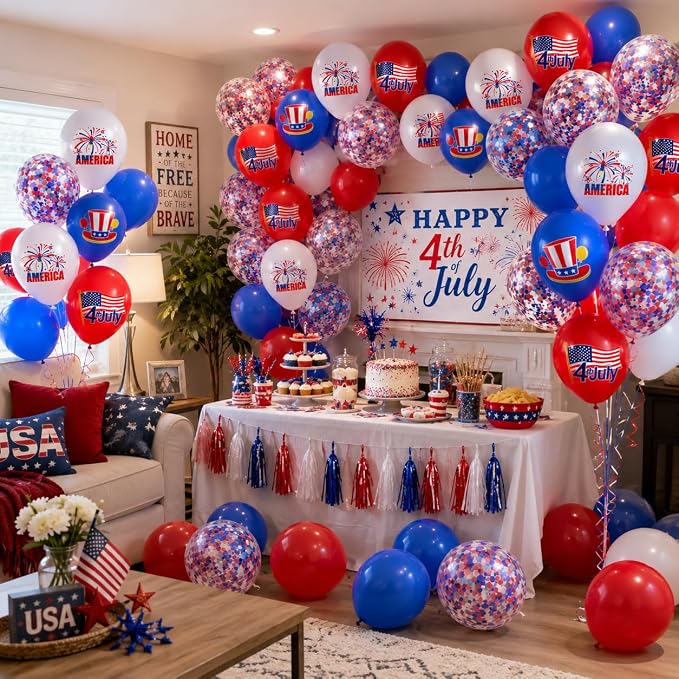 4th of July Balloons Decorations Set Red, Fourth of July Balloons - Image 6