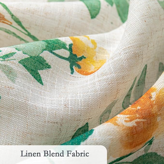 MYSKY HOME Linen Floral Curtains 63 inches Long 2 Panels Set - Image 5