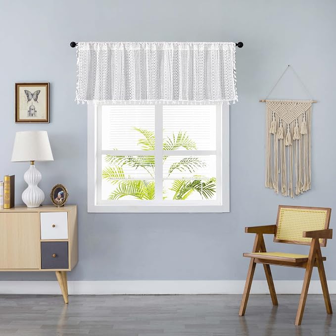 Sutuo Home Boho Sheer Curtain Valance Crochet Lace by SutuoHome