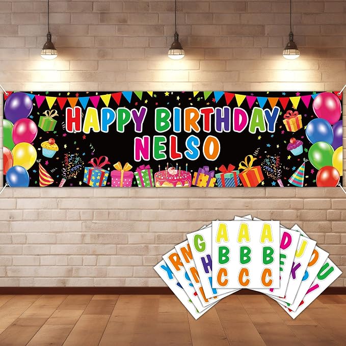 Lonfliness Personalized Birthday Banner Happy Birthday Party Decor Custom DIY by Lonfliness
